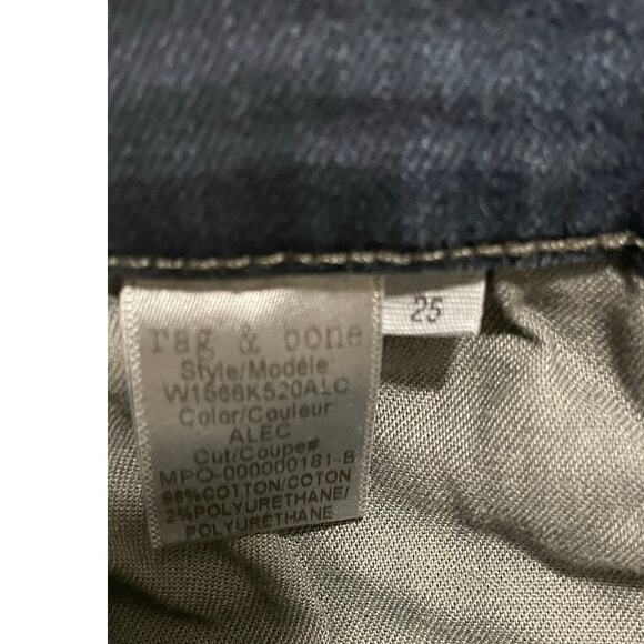 Rag & Bone Women's High Rise Ankle Skinny Jeans Frayed Hem Distressed Size 25 - Picture 3 of 9